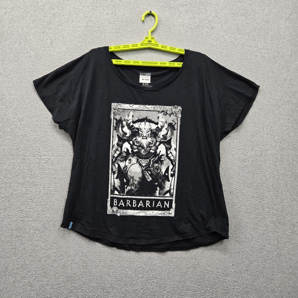 Diablo Women Shirt 2XL Black Barbarian Logo Graphic Print Dolman Sleeve Tee